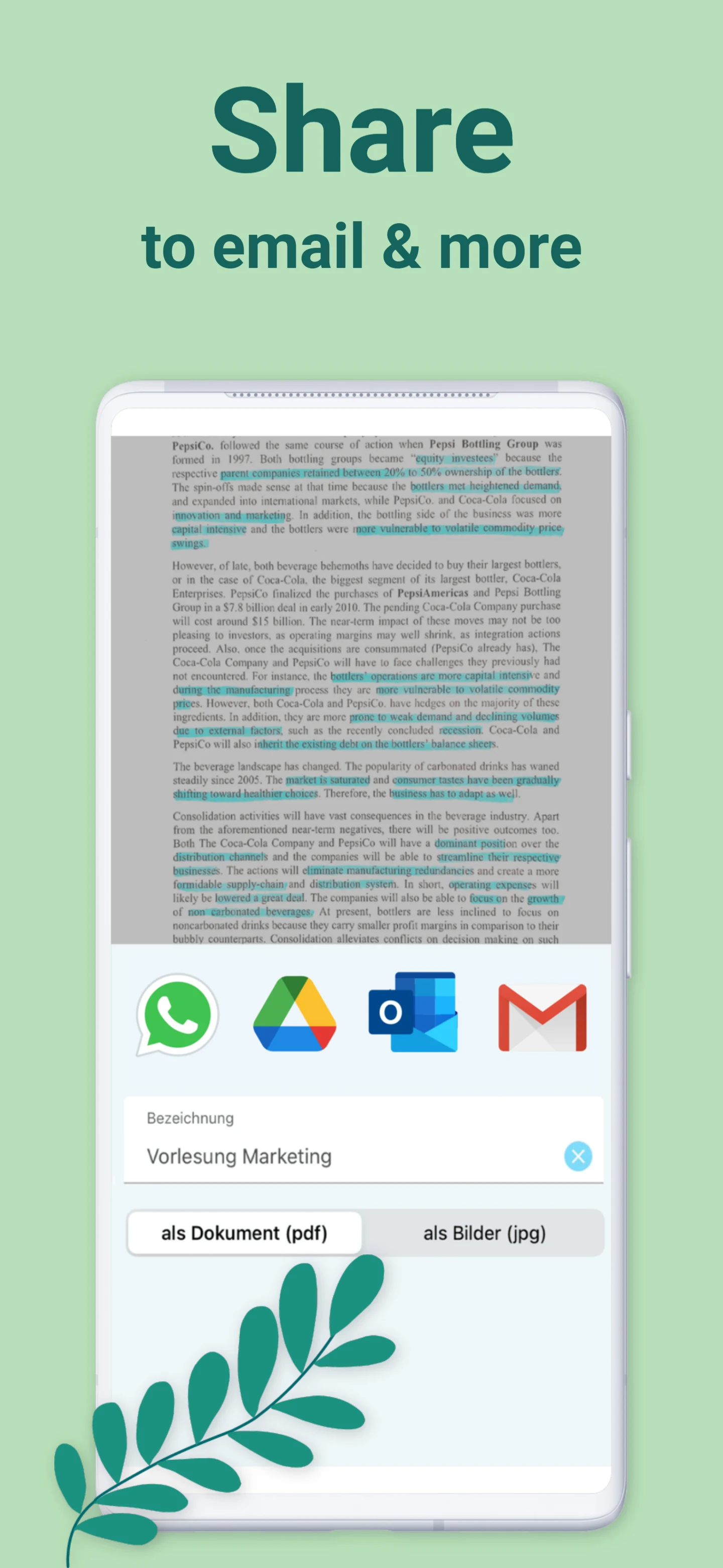 Docutain: PDF scanner app, OCR screenshot