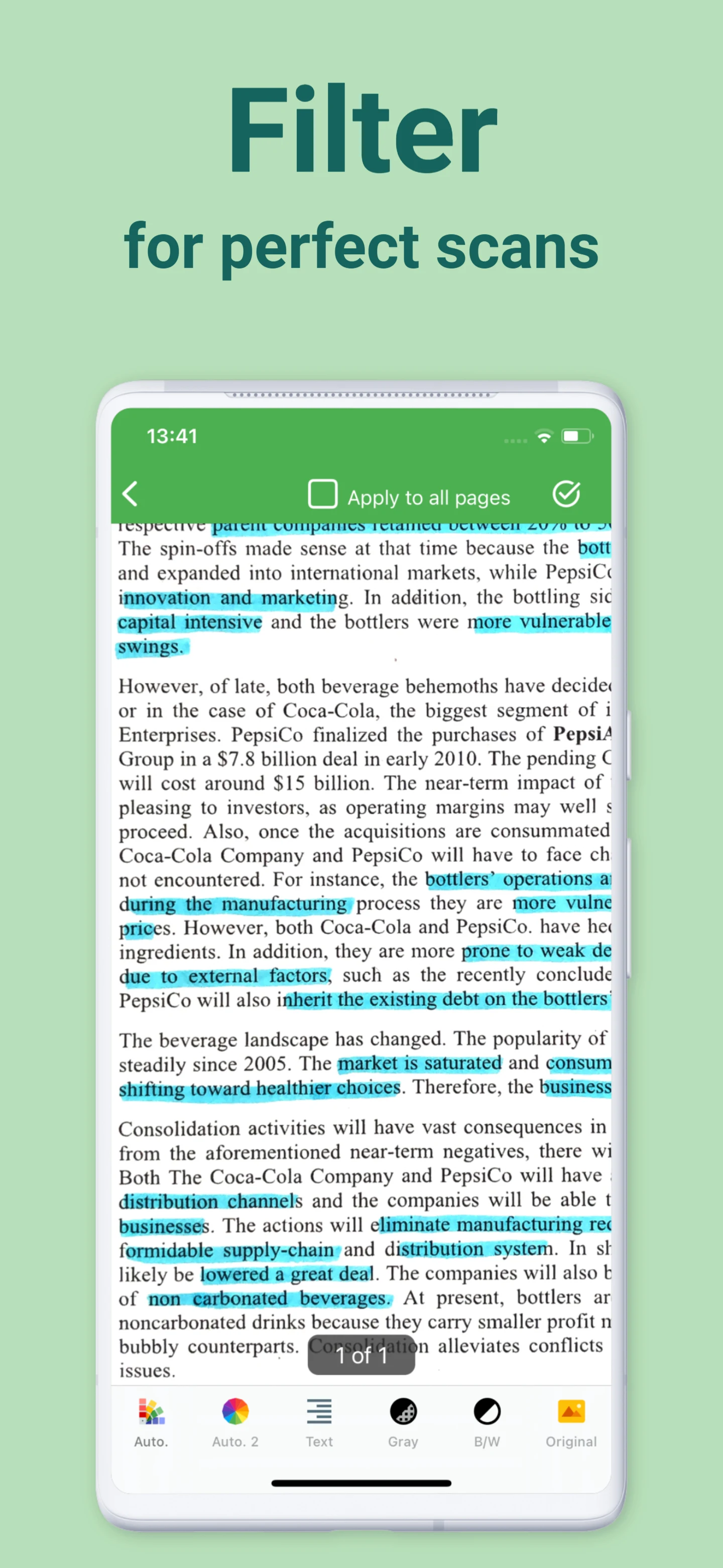 Docutain: PDF scanner app, OCR screenshot